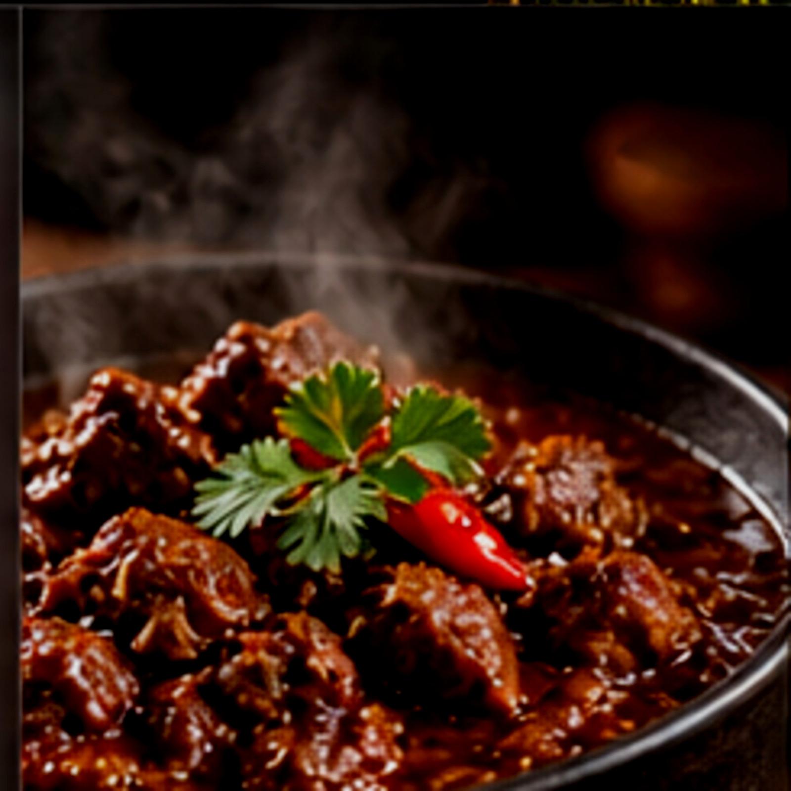 Close-up of mutton curry